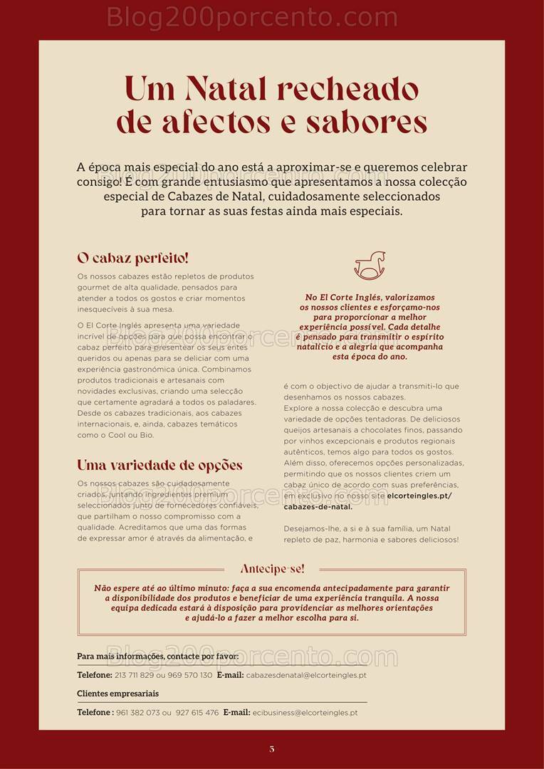 Antevisão Folheto EL CORTE INGLÉS Cabazes de Natal Promoções de 27 outubro a 24 dezembro