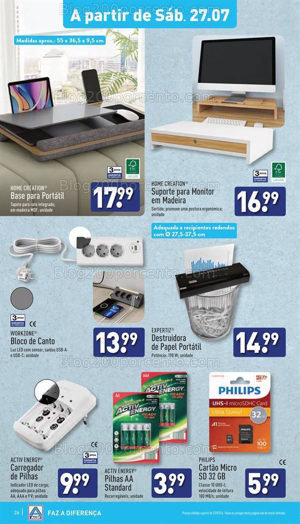 Antevisão Folheto ALDI Bazar Promoções a partir de 27 julho