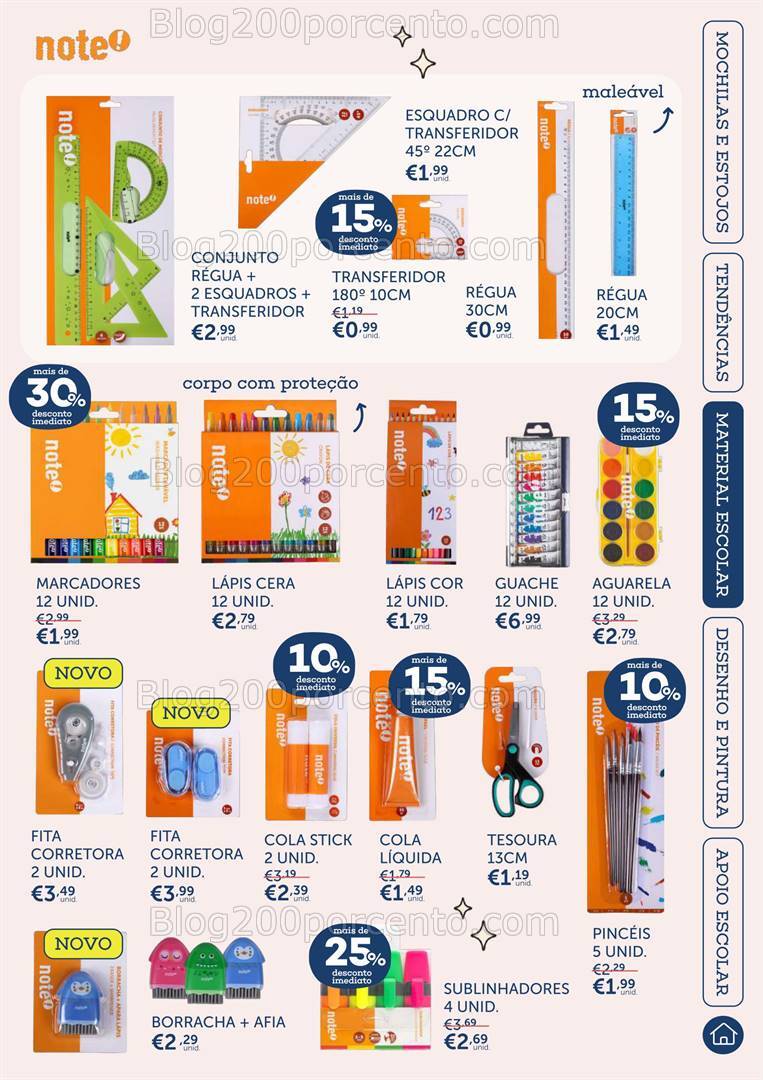 Antevisão Folheto NOTE Regresso às Aulas Promoções de 1 agosto a 23 setembro