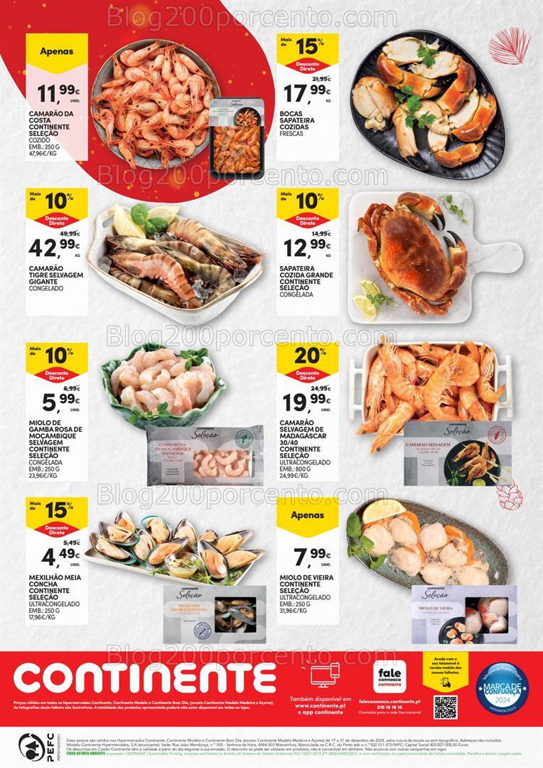 Antevisão Folheto CONTINENTE Mariscos Promoções de 17 a 31 dezembro