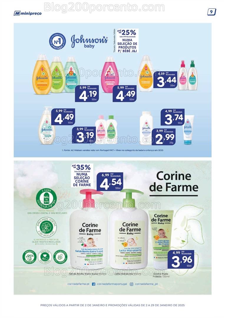 Antevisão Folheto MINIPREÇO Bebé + Grandes Marcas Promoções de 2 a 29 janeiro