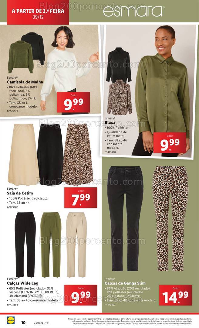 Antevisão Folheto LIDL Moda Esmara Promoções a partir de 9 dezembro