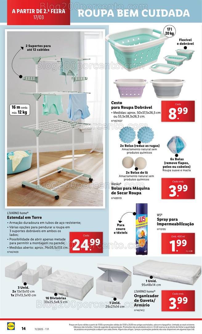 Antevisão Folheto LIDL Bazar Roupa Cuidada Promoções de 17 a 23 março