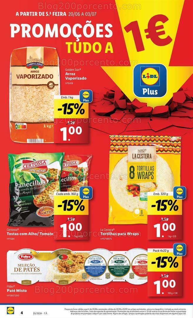 Antevisão Folheto LIDL Tudo a 1 Euro Promoções de 20 a 26 junho