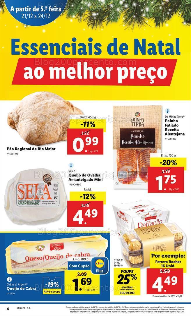Antevisão Folheto LIDL Essenciais de Natal Promoções de 21 a 24 dezembro