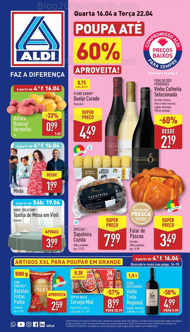 Antevisão Folheto ALDI Promoções de 16 a 22 abril