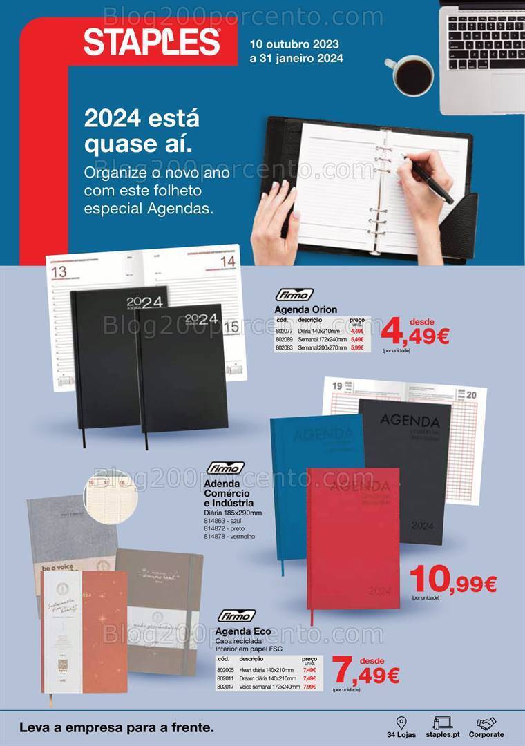 Antevisão Folheto STAPLES Agendas Promoções até 31 janeiro