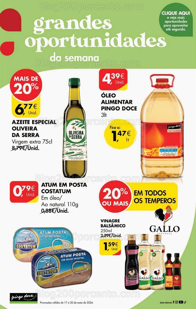 Antevisão Folheto PINGO DOCE Promoções Fim de Semana - 17 a 20 maio