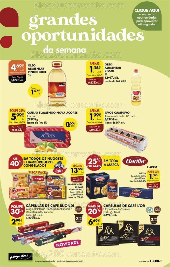 Antevisão Folheto PINGO DOCE Promoções Fim de Semana - 15 a 18 setembro