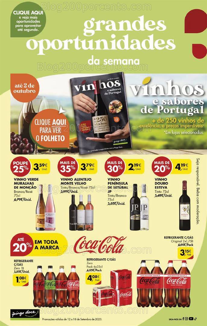 Antevisão Folheto PINGO DOCE Promoções Fim de Semana - 15 a 18 setembro
