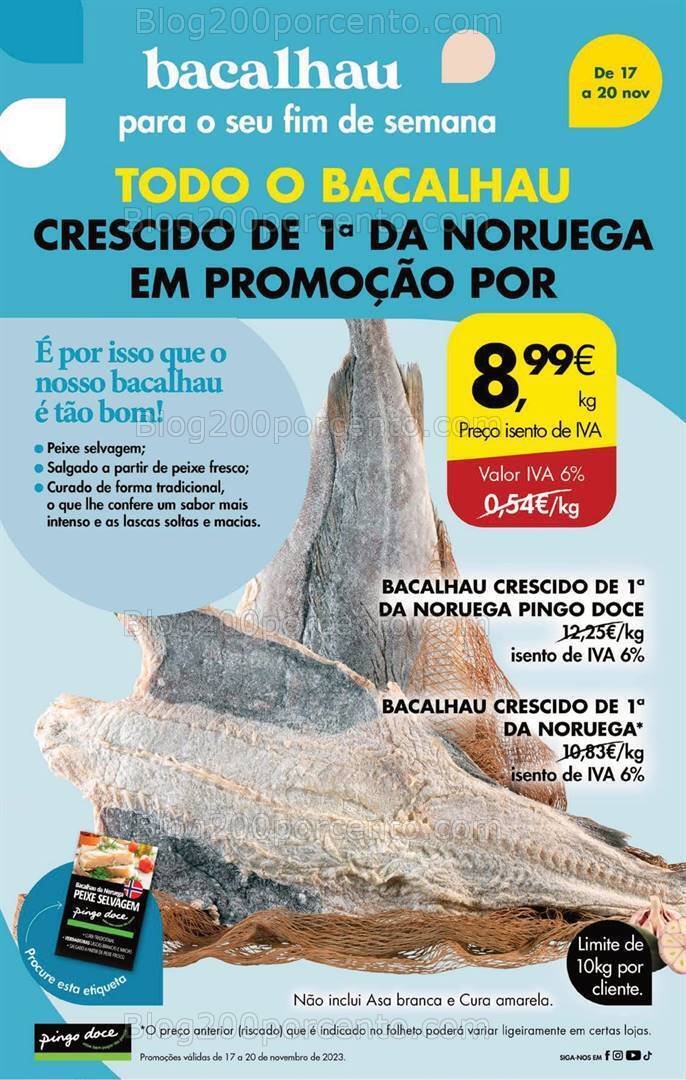 Antevisão Folheto PINGO DOCE Promoções Fim de Semana - 17 a 20 novembro