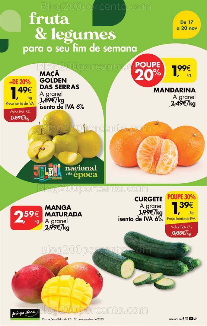 Antevisão Folheto PINGO DOCE Promoções Fim de Semana - 17 a 20 novembro