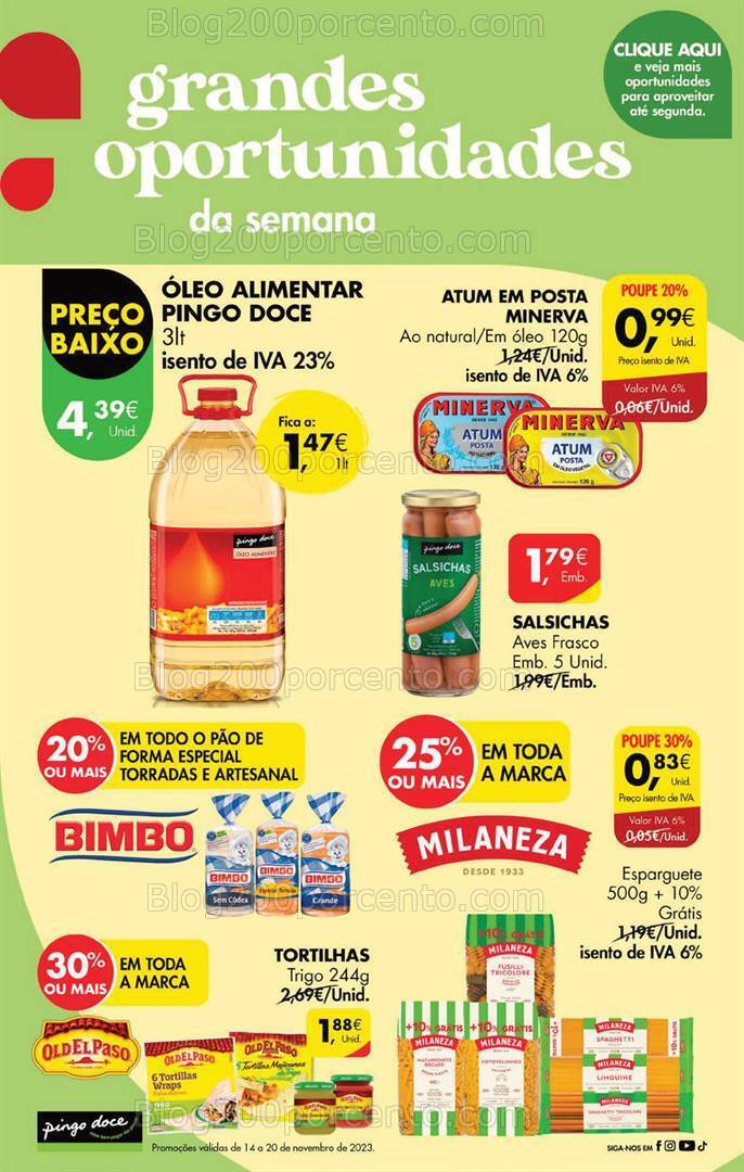 Antevisão Folheto PINGO DOCE Promoções Fim de Semana - 17 a 20 novembro