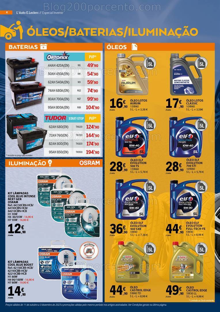 Antevisão Folheto E-LECLERC Auto Promoções de 11 outubro a 3 dezembro
