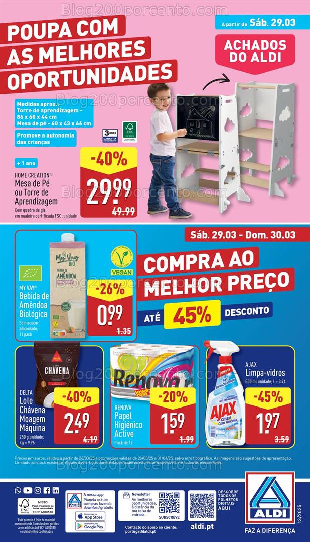 Antevisão Folheto ALDI Promoções Fim de Semana - 29 e 30 março