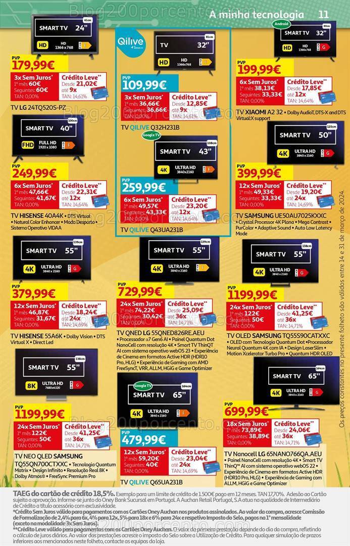 Antevisão Folheto AUCHAN Tecnologia Promoções de 14 a 31 março