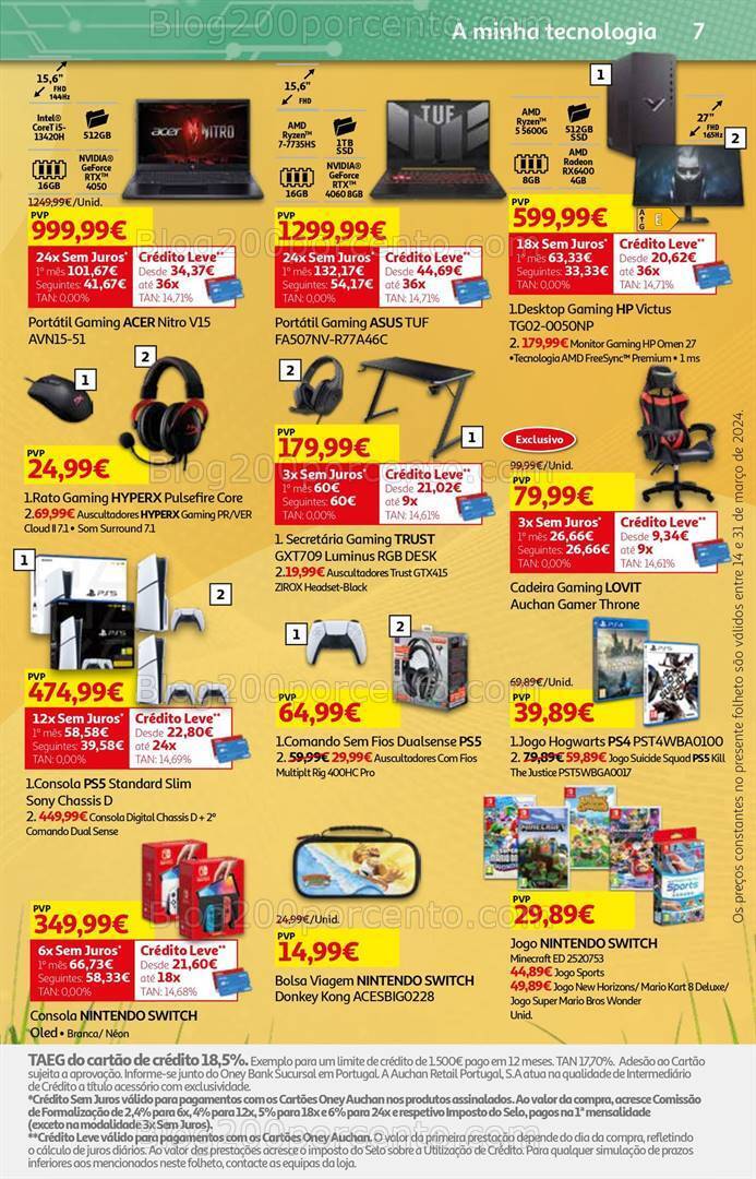 Antevisão Folheto AUCHAN Tecnologia Promoções de 14 a 31 março