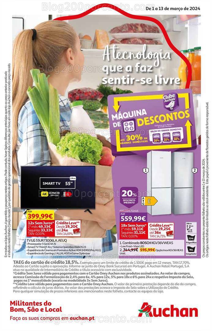 Antevisão Folheto AUCHAN Tecnologia Promoções de 1 a 13 março