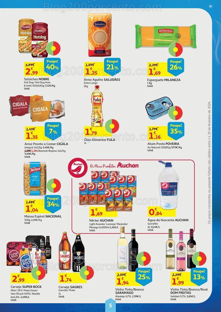 Antevisão Folheto AUCHAN Cabaz Poupança Promoções de 1 a 29 fevereiro