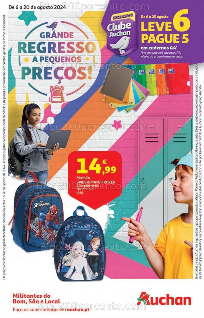 Antevisão Folheto AUCHAN Promoções + Regresso às Aulas - 6 a 20 agosto