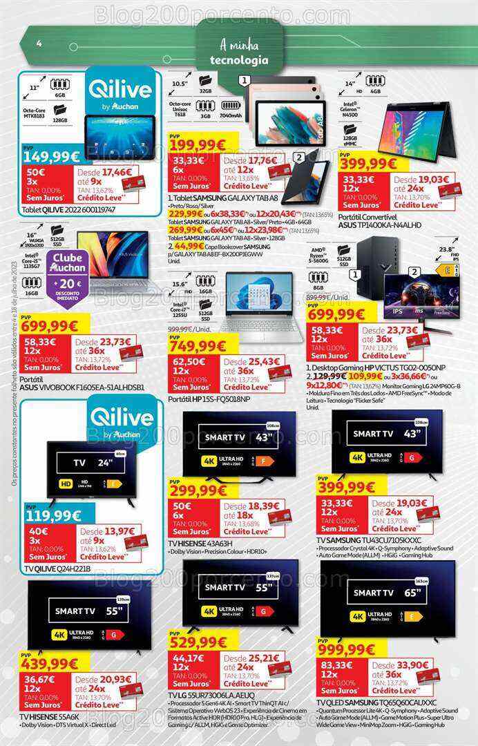 Antevisão Folheto AUCHAN Tecnologia Promoções de 4 a 18 julho