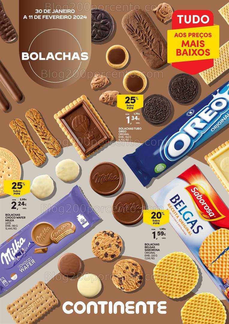 Antevisão Folheto CONTINENTE Bolachas Promoções de 30 janeiro a 11 fevereiro