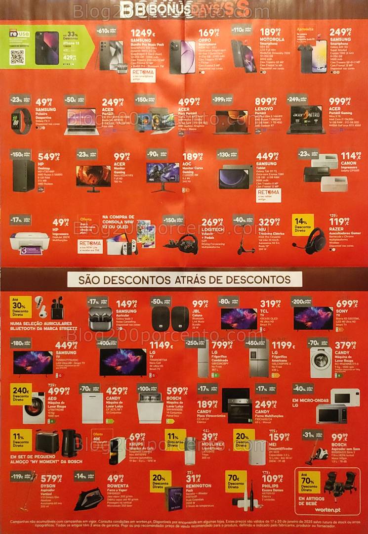 Antevisão Folheto WORTEN Bonus Days Promoções de 17 e 20 janeiro