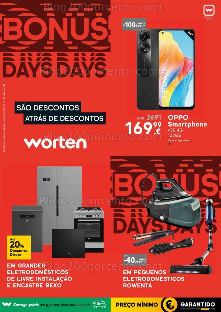 Antevisão Folheto WORTEN Bónus Days Promoções até 19 agosto