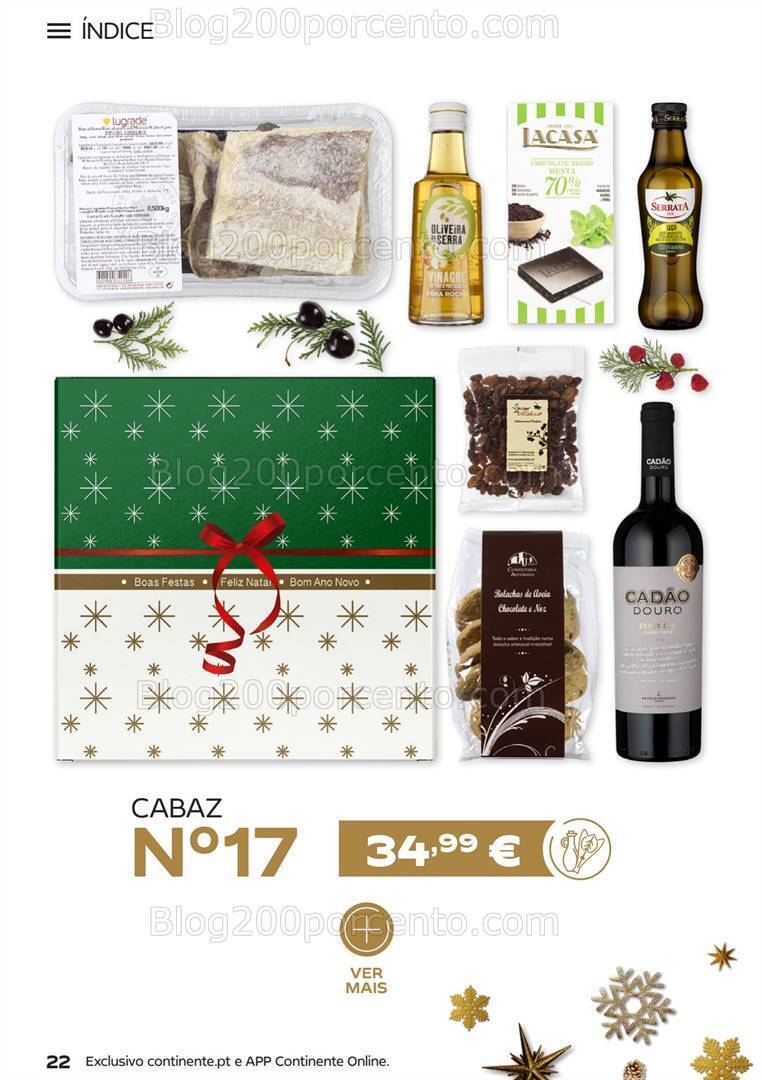 Antevisão Folheto CONTINENTE Cabazes de Natal Promoções de 15 setembro a 6 janeiro