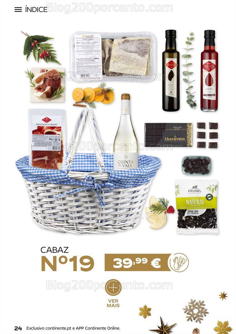 Antevisão Folheto CONTINENTE Cabazes de Natal Promoções de 15 setembro a 6 janeiro