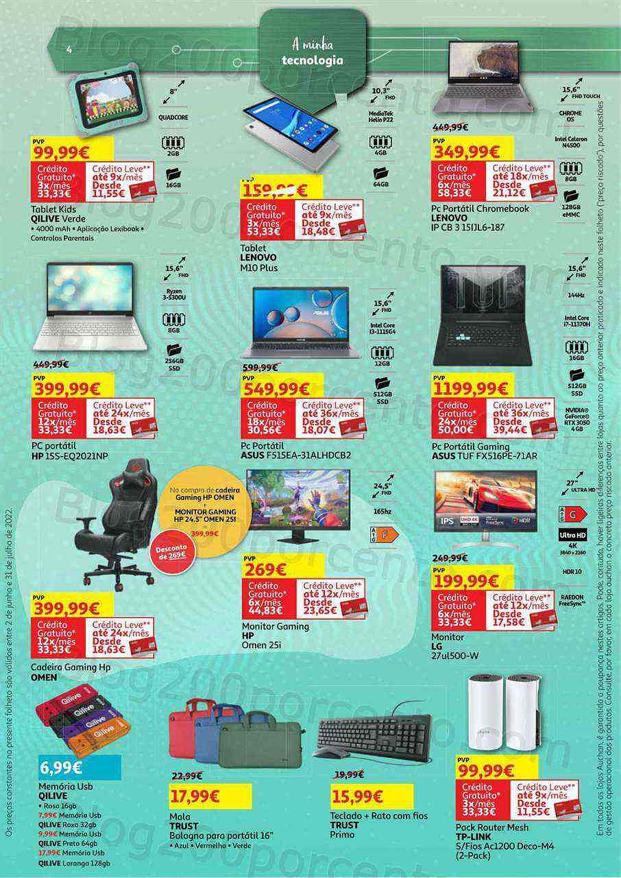 Antevisão Folheto AUCHAN Tecnologia Promoções de 24 junho a 4 julho