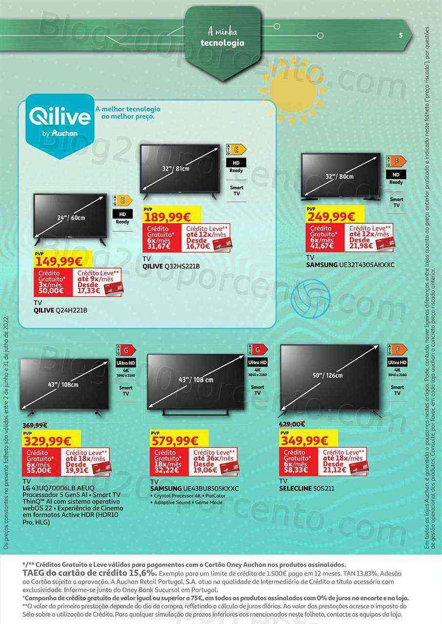 Antevisão Folheto AUCHAN Tecnologia Promoções de 24 junho a 4 julho