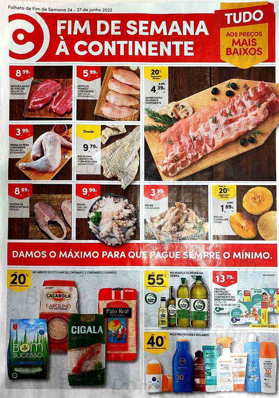 Antevisão Folheto CONTINENTE Promoções Fim de Semana 24 a 27 junho