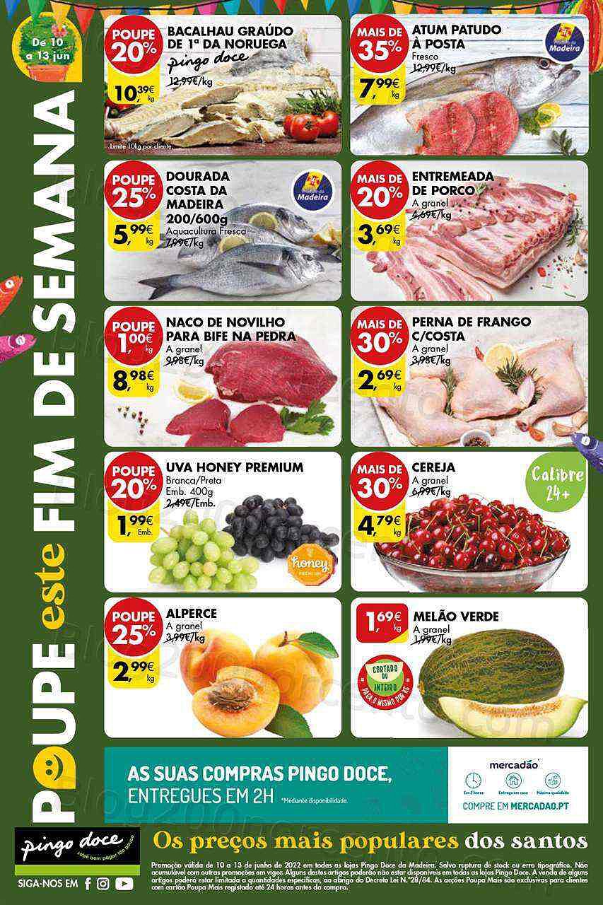 Antevisão Folheto PINGO DOCE Madeira Fim de Semana 10 a 13 junho