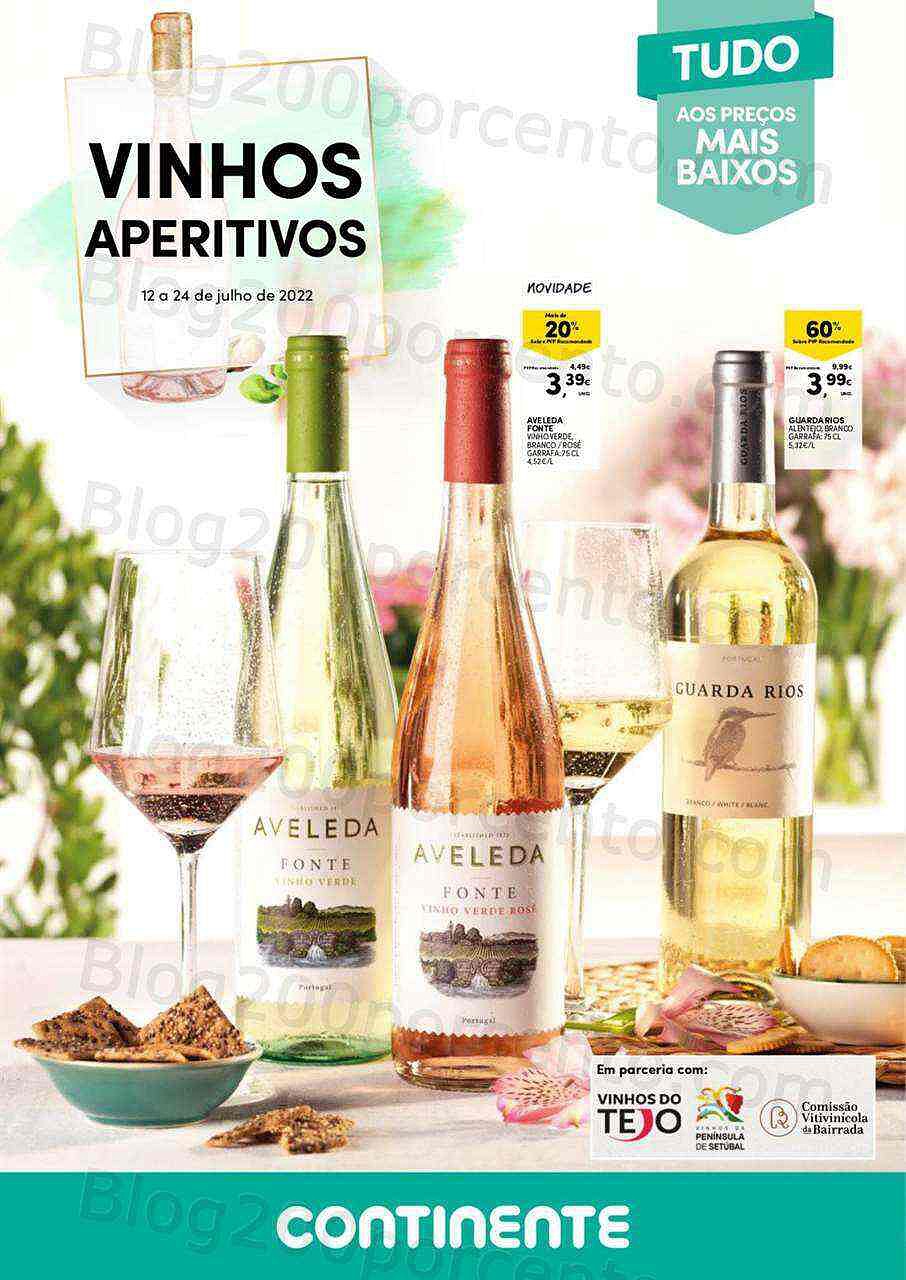 Antevisão Folheto CONTINENTE Aperitivos e Vinhos Promoções de 12 a 24 julho