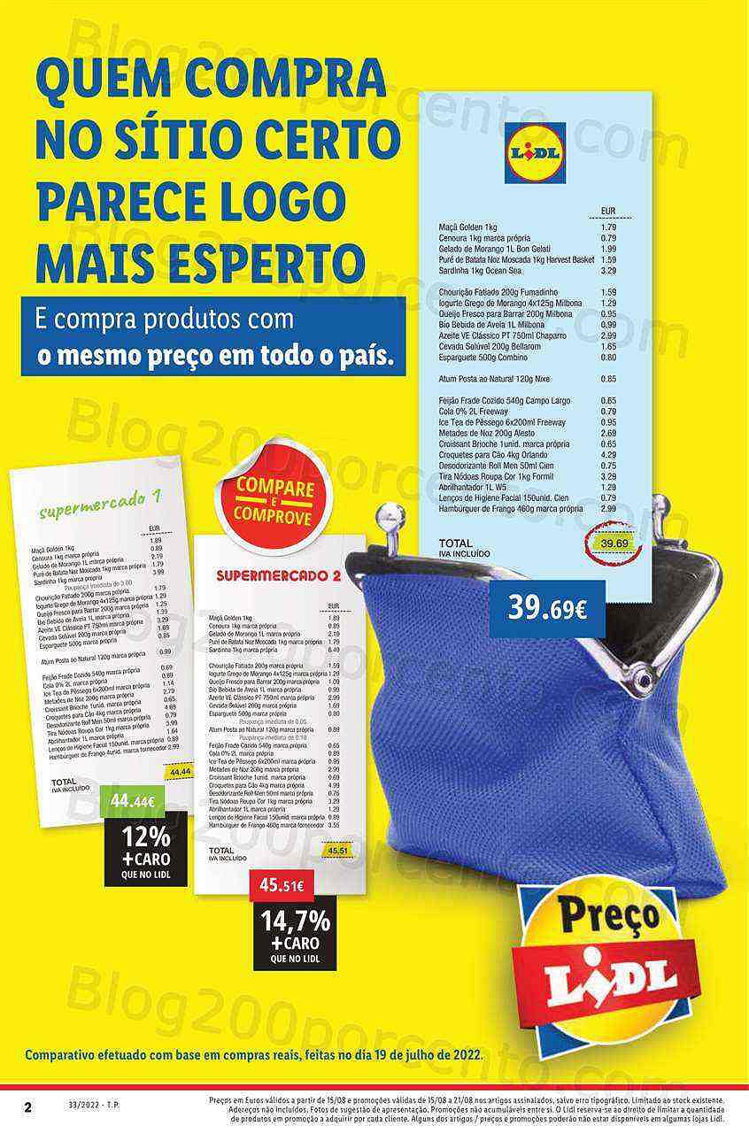 Antevisão Folheto LIDL Compare e Comprove Promoções de 15 a 21 agosto