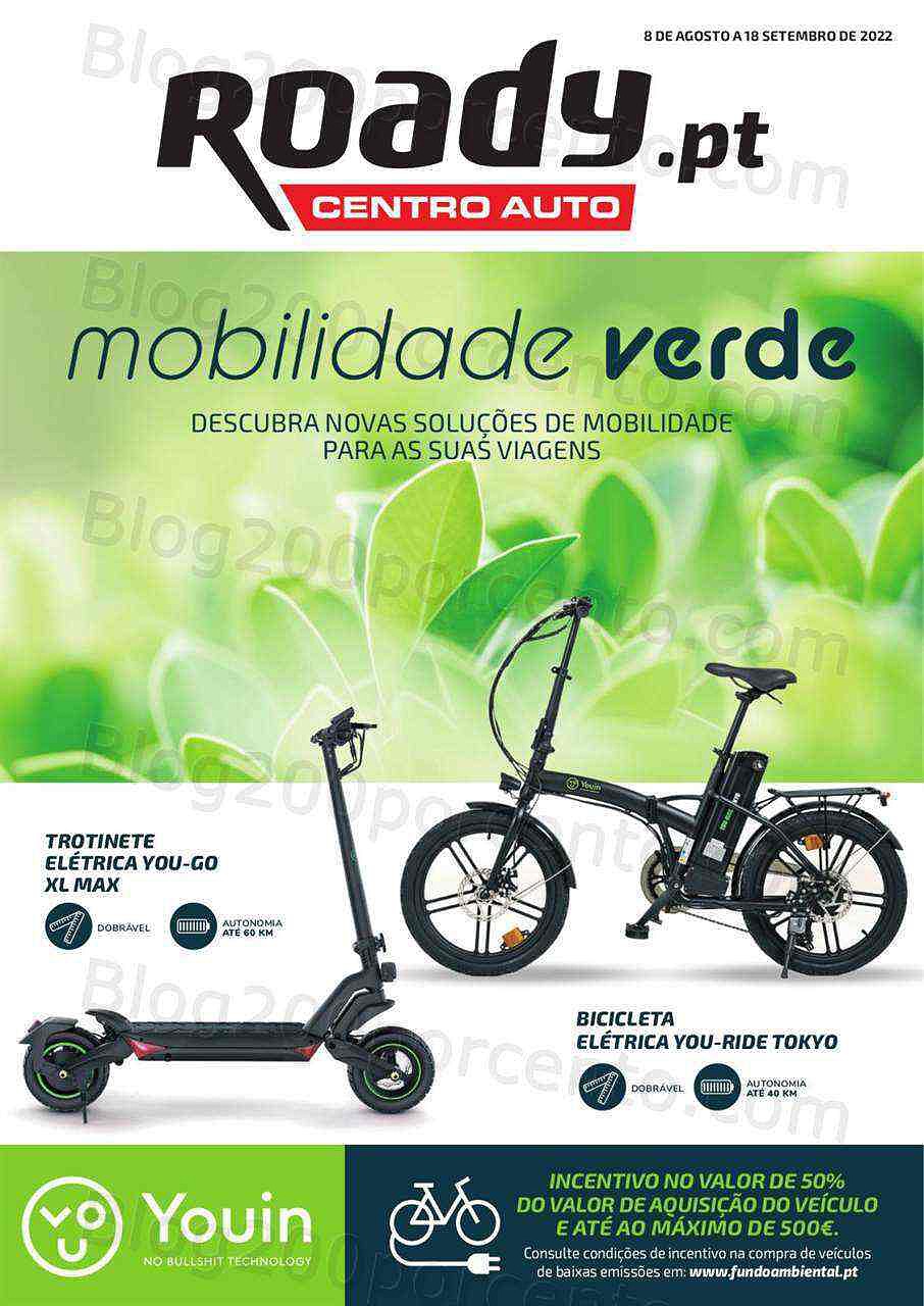 Antevisão Folheto ROADY Mobilidade Verde Promoções de 8 agosto a 18 setembro