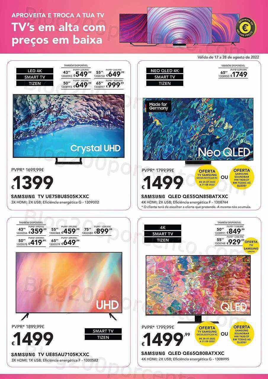 Antevisão Folheto RADIO POPULAR Tv's Promoções de 17 a 28 agosto