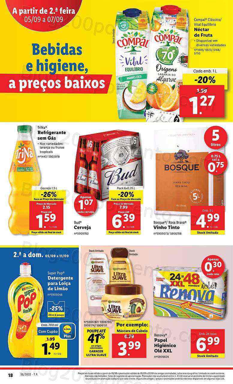 Antevisão Folheto LIDL Promoções de 5 a 7 setembro - segunda a quarta