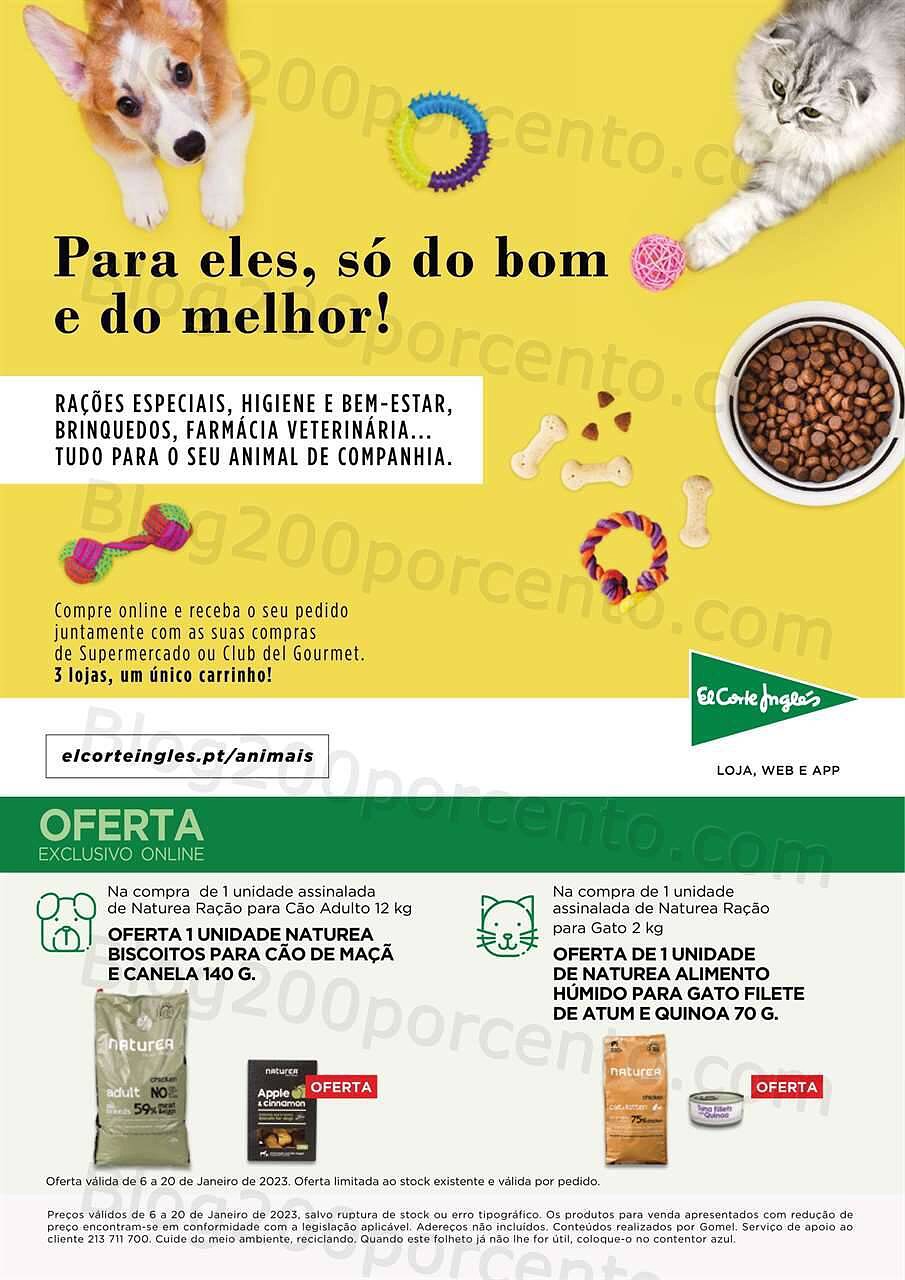 Antevisão Folheto EL CORTE INGLÉS Especial Pets Promoções de 6 a 20 janeiro