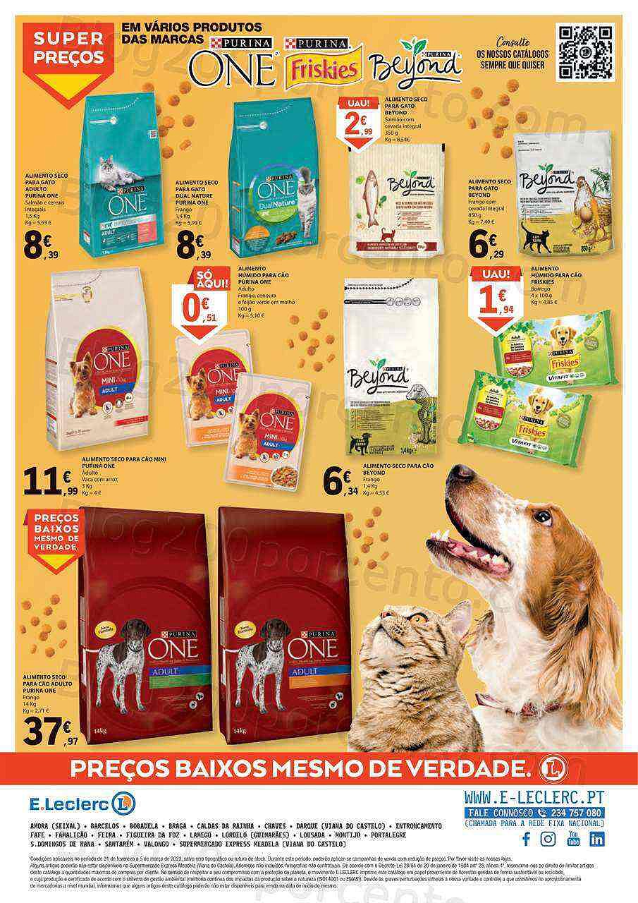 Antevisão Folheto E-LECLERC Especial Animais Promoções de 21 fevereiro a 5 março