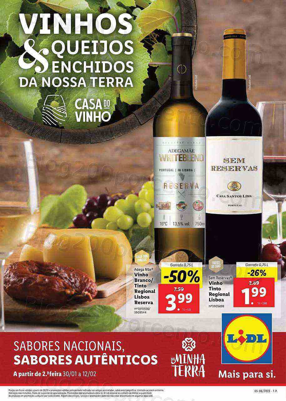 Antevisão Folheto LIDL Feira Queijos, Enchidos e Vinhos Promoções de 30 janeiro a 12 fevereiro
