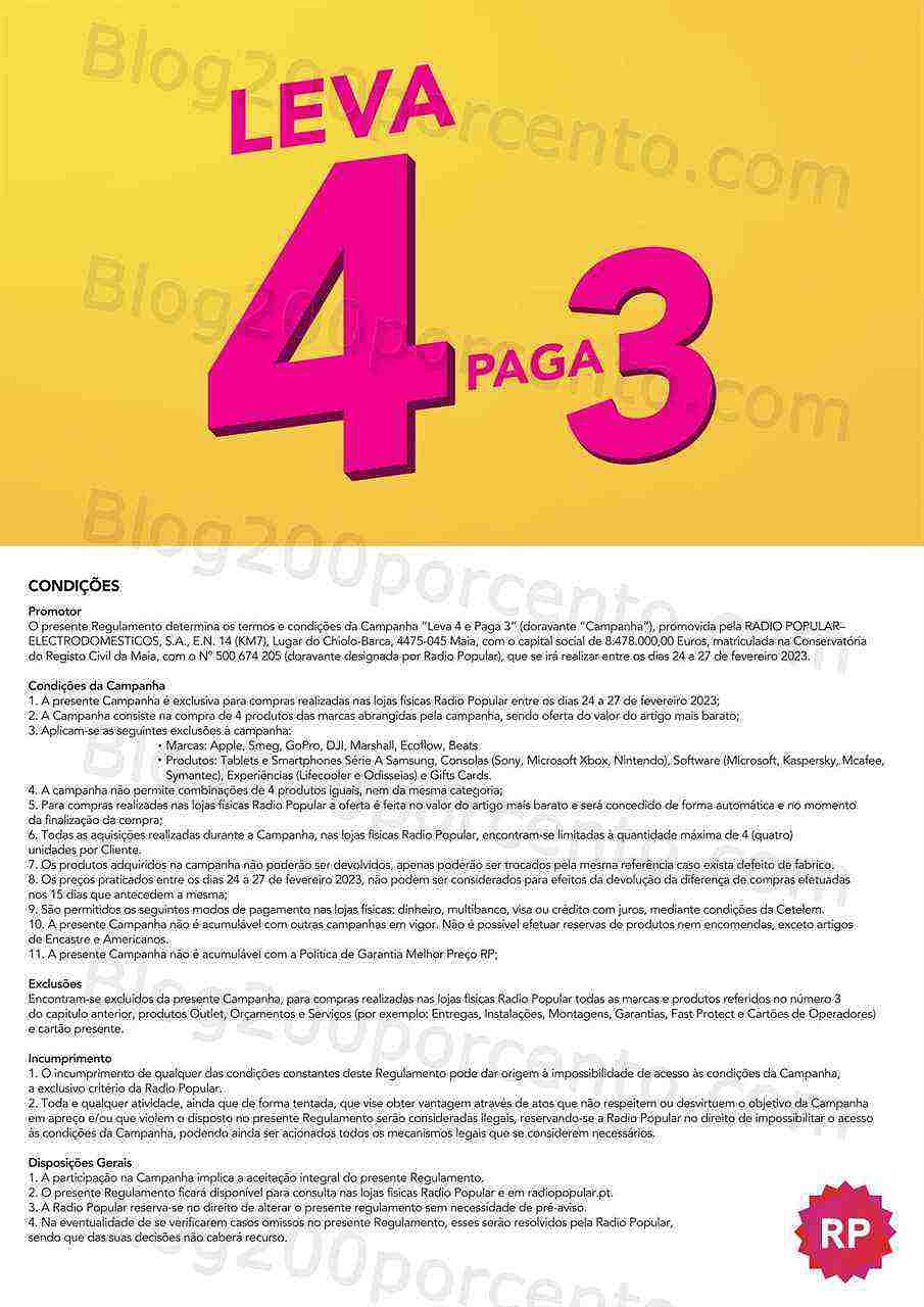 Antevisão Leva 4 Paga 3 RADIO POPULAR Fim de Semana 24 a 27 fevereiro