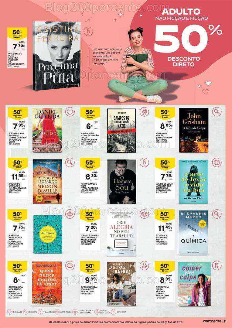 Antevisão Folheto CONTINENTE Mercado do Livro Promoções de 4 a 16 julho