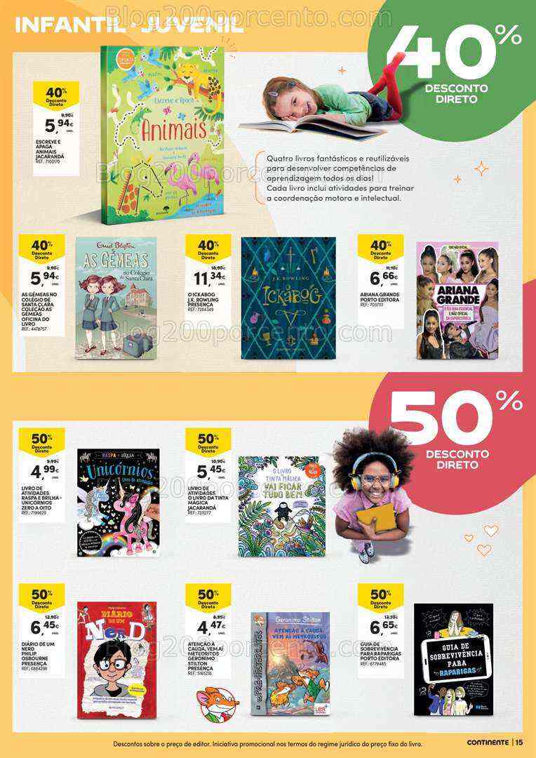 Antevisão Folheto CONTINENTE Mercado do Livro Promoções de 4 a 16 julho