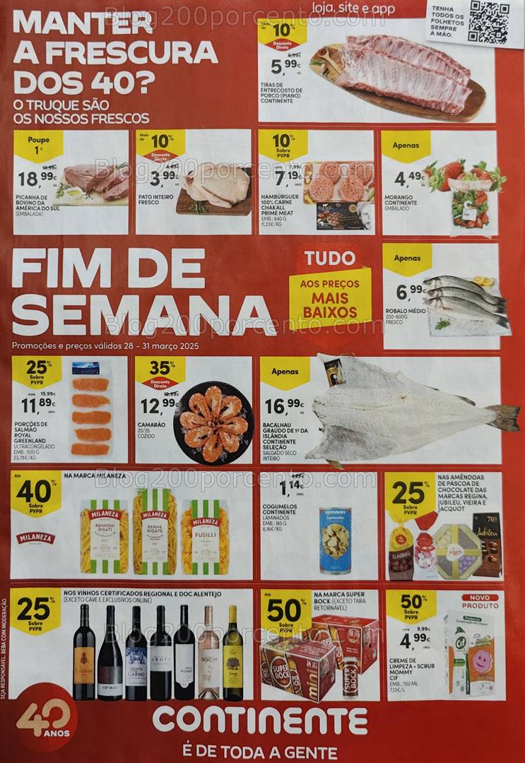 Antevisão Folheto CONTINENTE Promoções Fim de Semana - 28 a 31 março