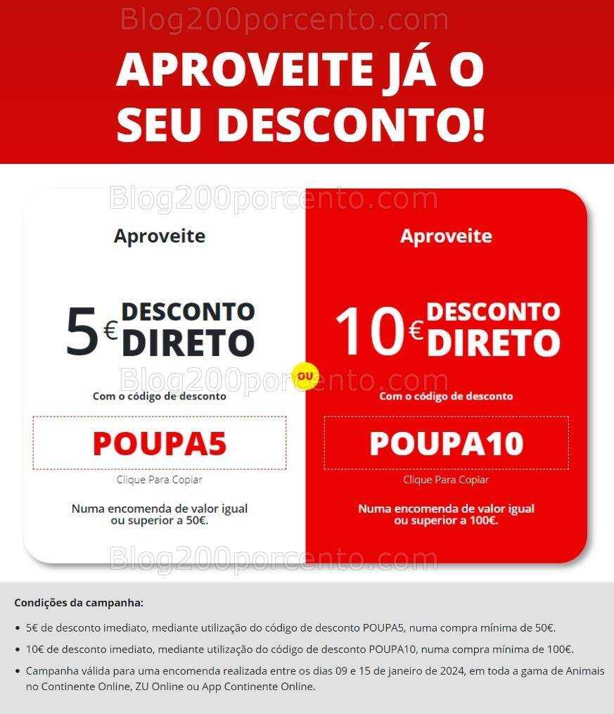 ALERTA - 5€ ou 10€ de desconto CONTINENTE Online Promoções até 15 janeiro