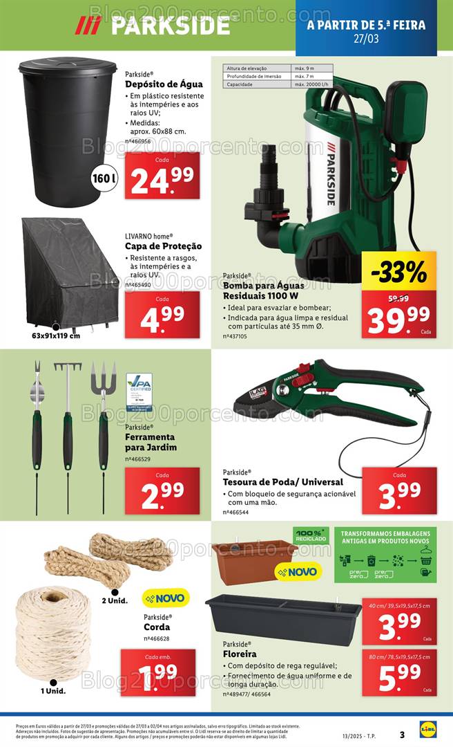 Antevisão Folheto LIDL Ferramentas Parkside Promoções de 27 março a 2 abril