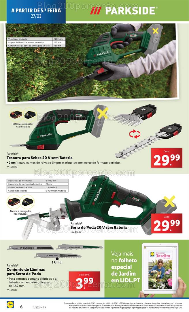 Antevisão Folheto LIDL Ferramentas Parkside Promoções de 27 março a 2 abril