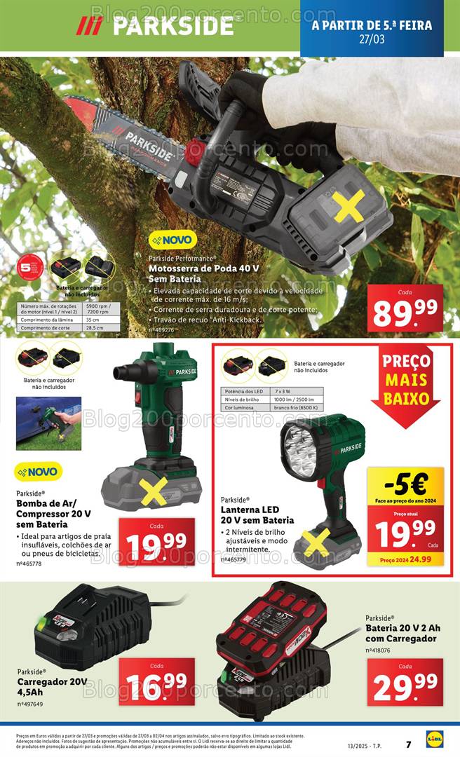 Antevisão Folheto LIDL Ferramentas Parkside Promoções de 27 março a 2 abril